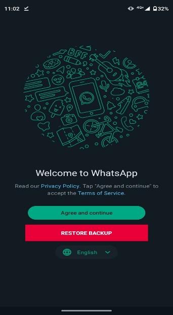 select language and restore backup